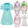 Men Sheer Mesh Maid Dress Cute Collar Puff Sleeve Flared A Line Crossdress Costume Club Nightwear