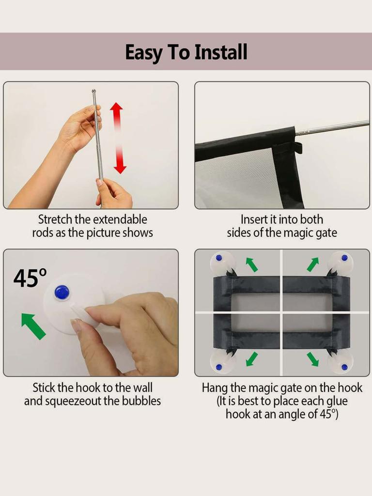 1 шт.-Ограждение для питомцев, изоляционный барьер, удобный складной на молнии - безопасный, устойчивый к разрывам, защитная сетка для лестницы, черный