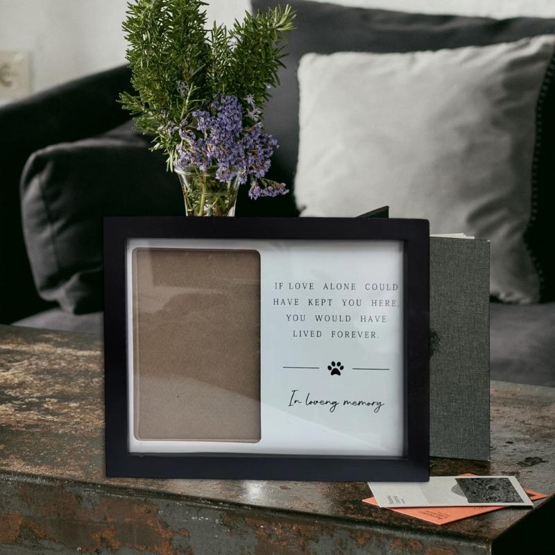 Forever in Heart Pet Remembrances Wood Photo Frame Holds 4x6Inch Photo Holder for Loving Memory of Pet Memorial Gift