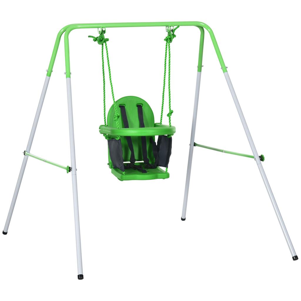 Garden and Living Room Swing for Children 6-36 Months Made of Steel and PE. 122x146x122 cm. Green.