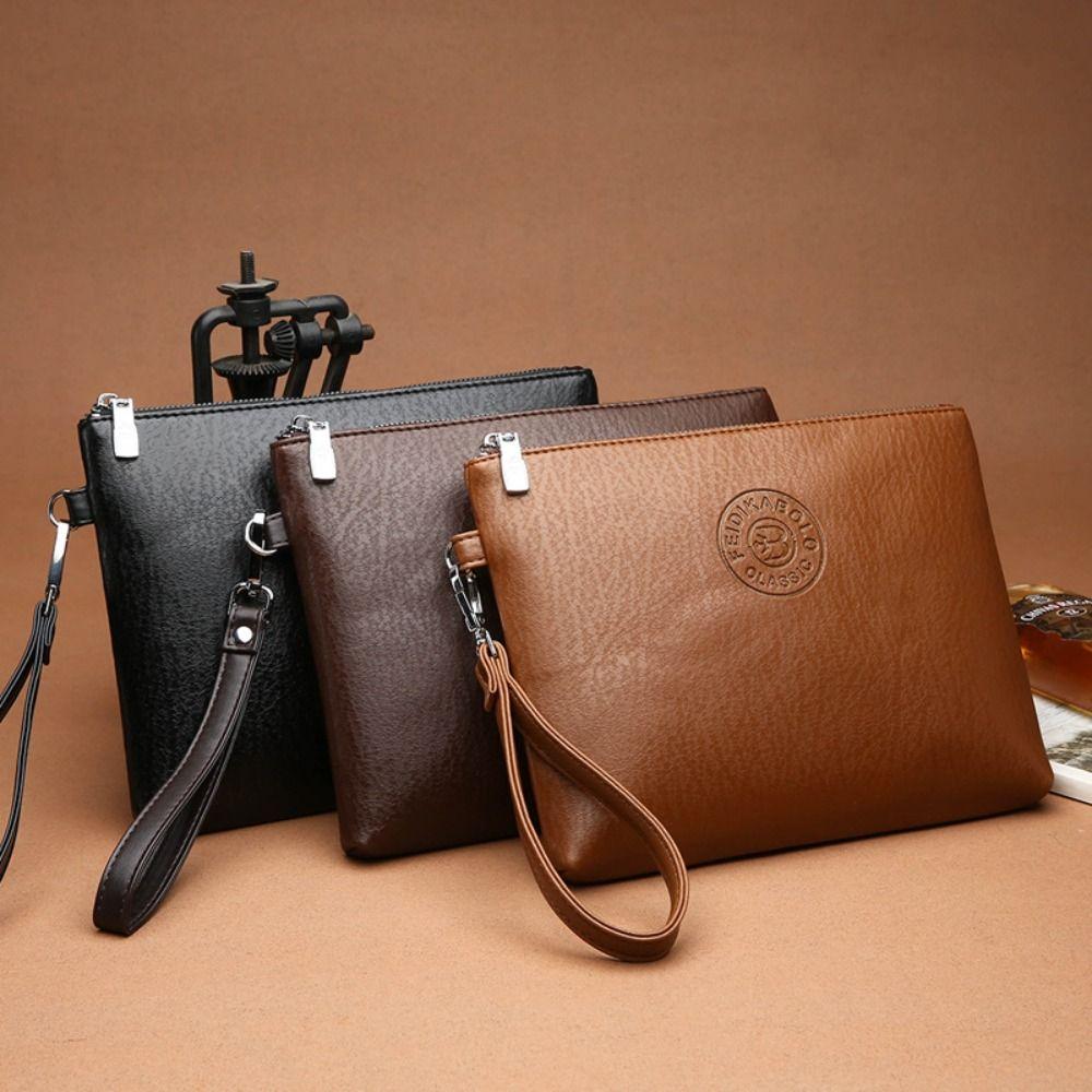 Soft Male Clutch Bag Pu Leather Toiletry Bag Practical Men's Handy Bag Outdoor