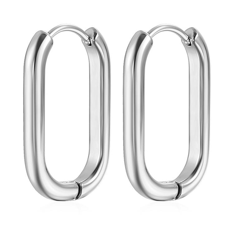 Геометрические овальные серьги из нержавеющей стали, трехмерные гидравлические титановые стальные серьги из 18-каратного золота, универсальные украшения для ушей