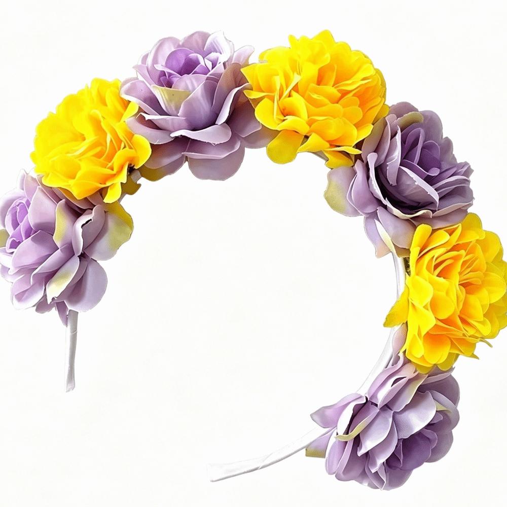 Vintage Artificial Flower Crown Romantic Bohemian Hair Accessories Colorful Floral Headband Women
