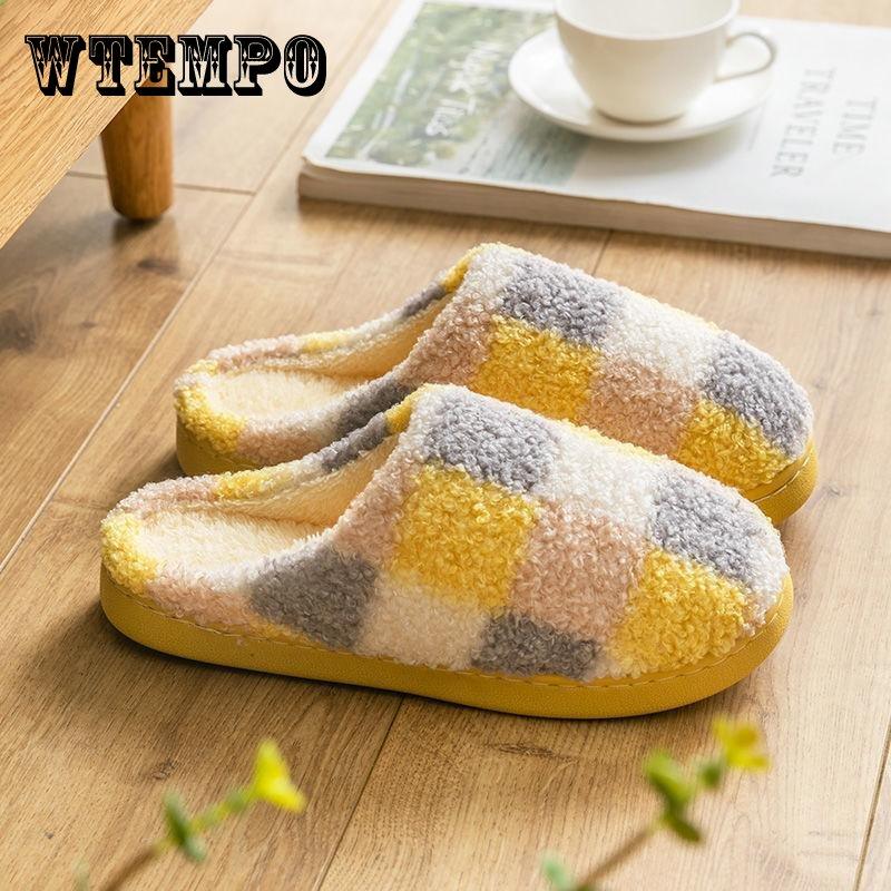 Женские осенние и зимние хлопковые тапочки для дома, нескользящая обувь с мягкой подошвой, теплые простые плюшевые хлопковые туфли