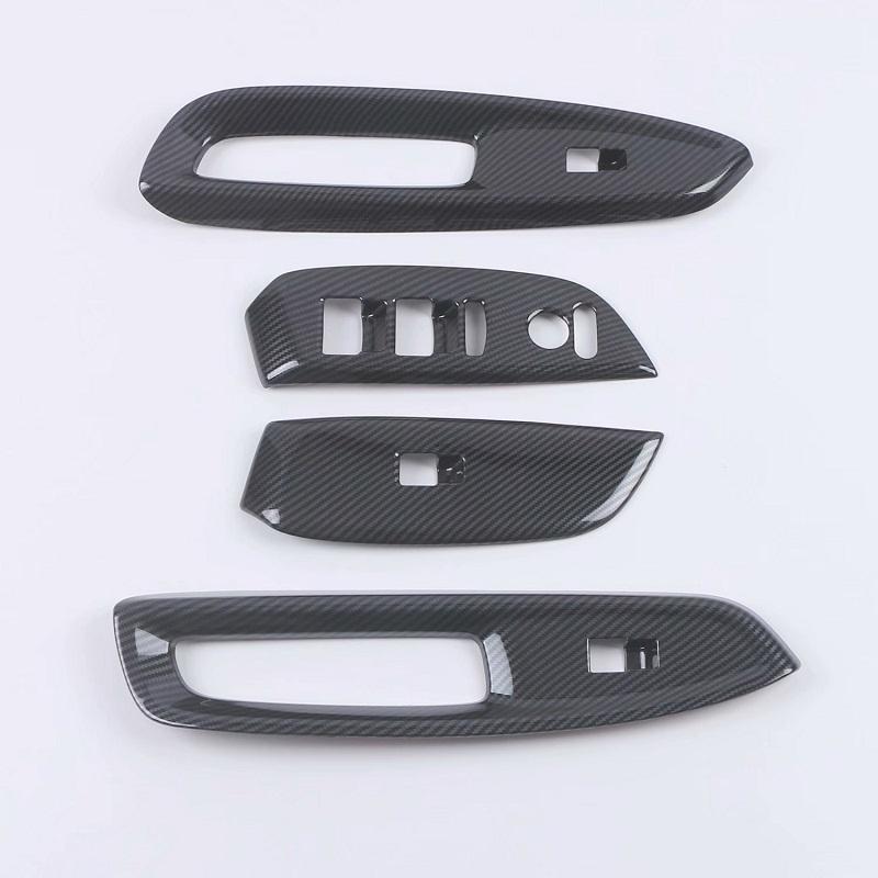 Car Door Armrest Panel Cover Window Glass Lift Switch Button Trims For Honda Fit Jazz GR RHD ABS Carbon Fiber Accessories