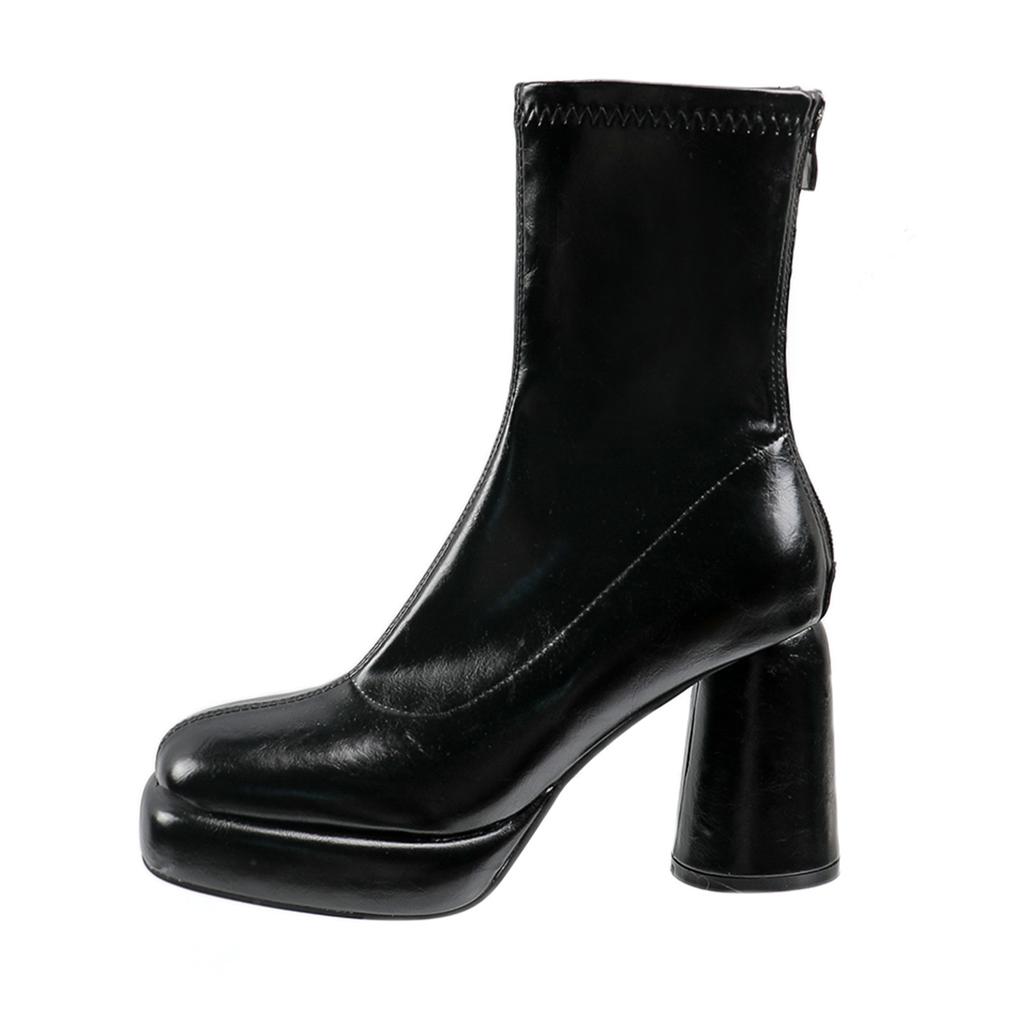 2025 Autumn and Winter Elastic Boots Children's British Style Thin Martin Boots Versatile High Heel Thin Short Tube Fried Street Socks Boots