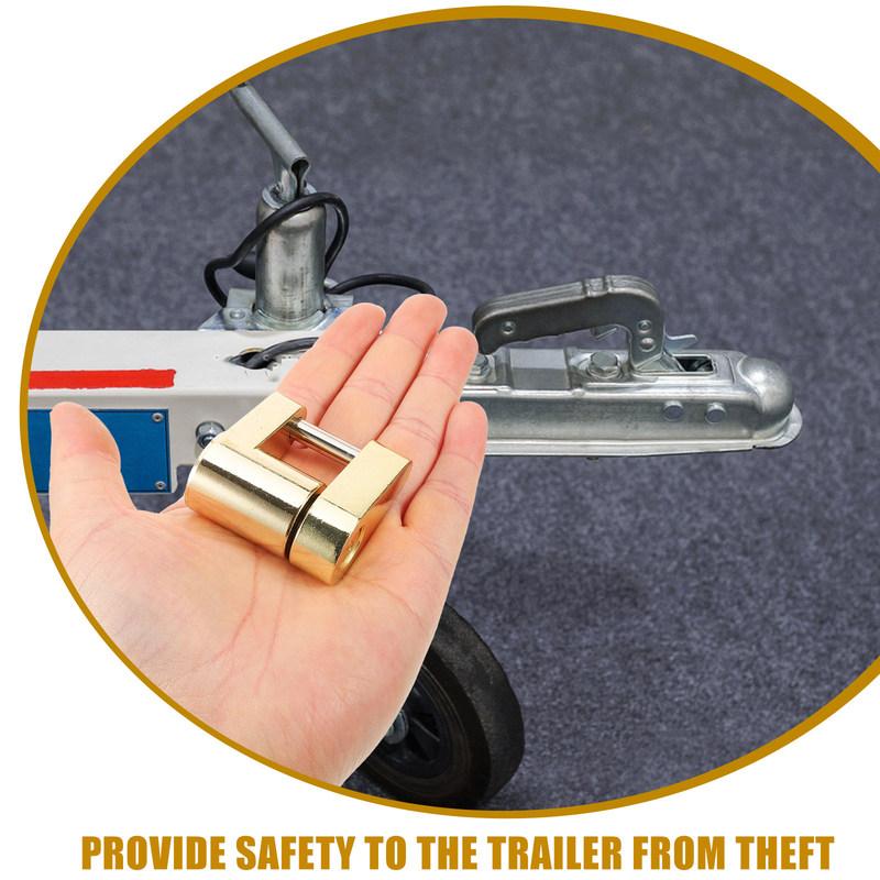Heavy Duty Trailer Coupler Lock 6Mm Zinc Alloy Body with Solid Brass Core for Hitch Pin Hole Theft Prevention Trailer Padlocks