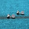 Серьги из серебра 925 пробы, женские серьги из камня Моссан, простые серьги в форме сердца, покрытые золотом Pt950