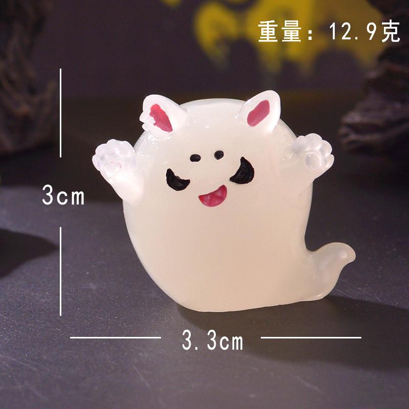 7Pcs/set Cartoon Halloween Ornaments Luminous Ghost Animal Minaitures Micro Landscape Diy Resin Crafts