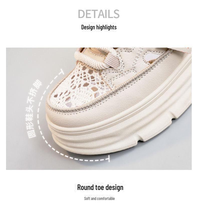 W3651 Женские летние полутапочки на толстой подошве: 2024 Белые повседневные полые сандалии