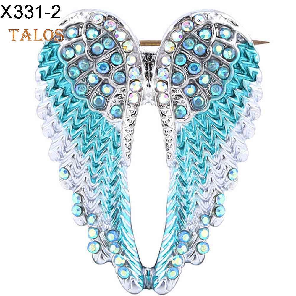 TJA Rhinestone Inlaid Angel Wing Brooch Pin Cardigan Scarf Corsage Badge Decor