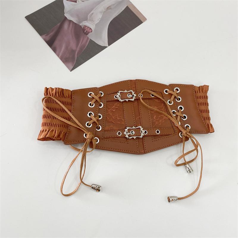 Elastic Lace Corset Belts For Women Girls Wide Stretch Cummerbunds Female Goth Punk Dress Corset Belt Waistband Gifts