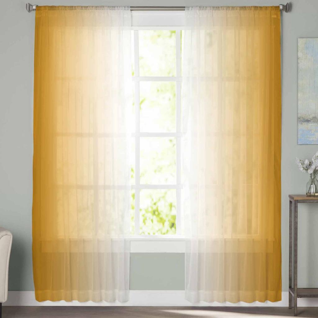 Оранжево-белые градиентные минималистичные оконные тюлевые шторы для гостиной, спальни, отеля, роскошное украшение, прозрачные шторы