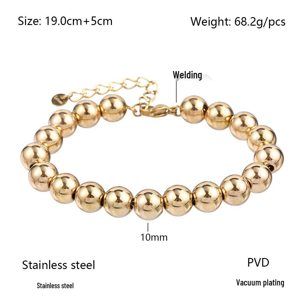 Европейский и американский минималистичный золотой браслет из нержавеющей стали с бусинами, эластичный для женщин