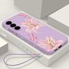 Мягкий чехол-ремешок из ТПУ для Samsung Galaxy S26 S24 S25 Ultra S25 S23 S24 FE A17 A56 A55 A36 A15 A16 A25 5G Чехол для телефона с принтом лотоса
