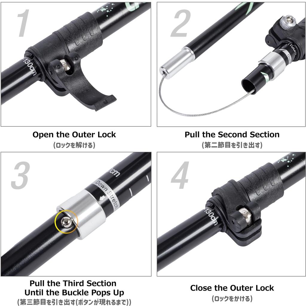 Azarxis Треккинг Треккинг Альпинизм Для Трейла Горная Ходьба Сумка для хранения 1 шт. Набор Палка, Складная, Легкая, Палка, Палка, 110 см, 120 см, 130 см,
