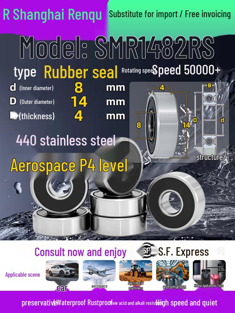 High-Speed Mini Micro Bearings Set: 440 Stainless Steel, 4 Models, 3 Bearings Each, Inner Diameter: 1, 2, 5, 6, 7, 8, 9, 10, 12mm