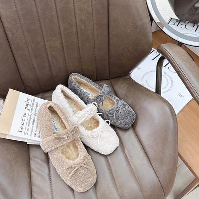 2025 новый круглый носок с бантом, бархатные балетки на мягкой подошве с юбкой, женские туфли