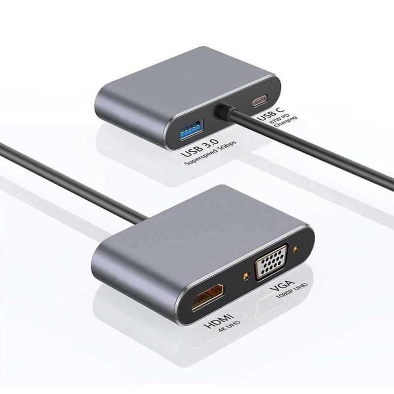 4-в-1 адаптер USB-C: Хаб USB Type-C на HDMI, VGA и PD