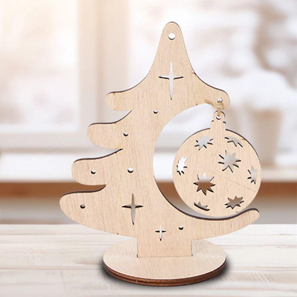 DIY Xmas Tree Ornaments Wooden Merry Christmas Decor Home Desktop Decor