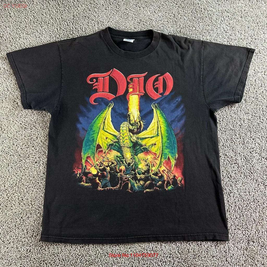 VINTAGE 2002 Dio T Shirt Mens Large Black Killing The Dragon Double Sided Y2K vintage Washed Versatile designer clothes fashion