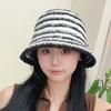 Knitted Fisherman Hat Autumn and Winter Women's Knitted Striped Face Showing Small Basin Hat Daily Casual Versatile Simple Bucket Hat