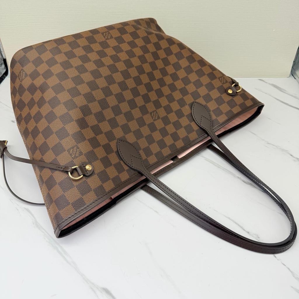 [Pre-Owned] Neverfull Mm Checkered Coated Canvas With Leather Trim Tote Bag - Excellent #138KOQW