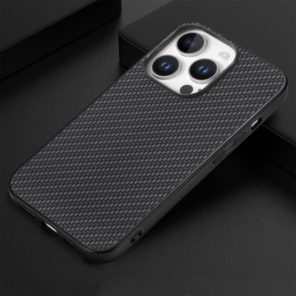 Для iPhone 16 Pro Чехол Текстура углеродного волокна ПУ+ПК+ТПУ Чехол для телефона