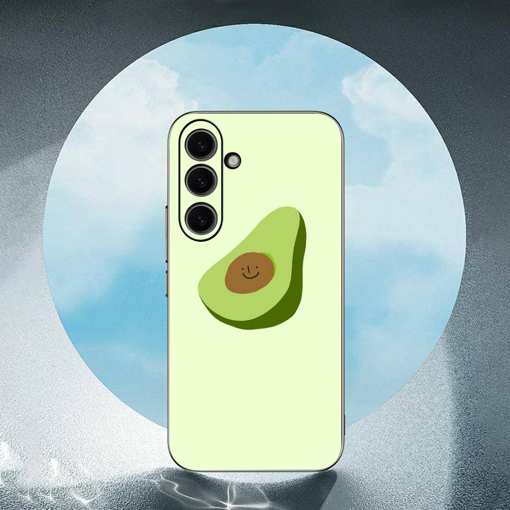 Милый мультяшный авокадо Роскошный черный чехол для телефона для Samsung Galaxy S23 S24 S25 Ultra S22 Plus S21