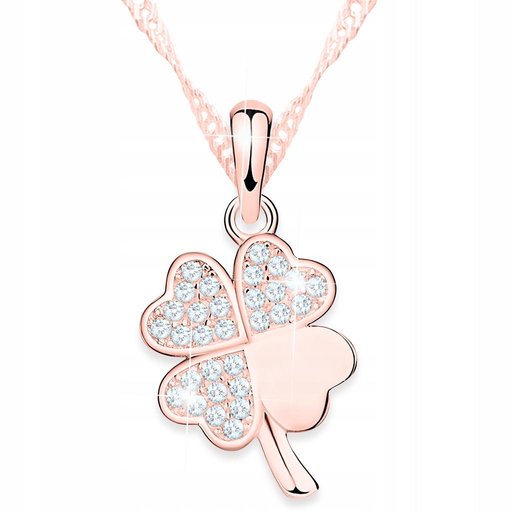 Gold-Plated Clover Necklace with Cubic Zirconias Clover Crystals Silver 925