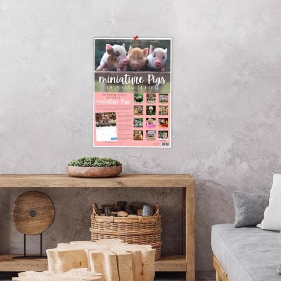 Miniature Pigs 2026 Wall Calendar Cute Baby Pig Animal 12 Monthly Calendar Piglets Gifts for Home Office Organizing Planning
