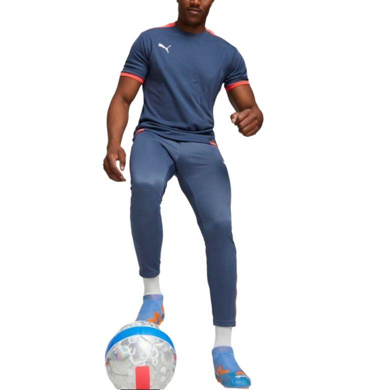 Puma Teamliga Джерси Круглый вырез Мода Мягкая Спортивная Футболка с коротким рукавом Мужские Топы Синий 704917-55