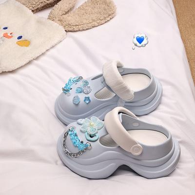 Модная обувь с закрытым носком Женская 2025 Шлепанцы для бассейна Мюли на каблуке Платформа Пляжные Высокие плоские Слайды Обувь на высоком каблуке Женская Домашняя