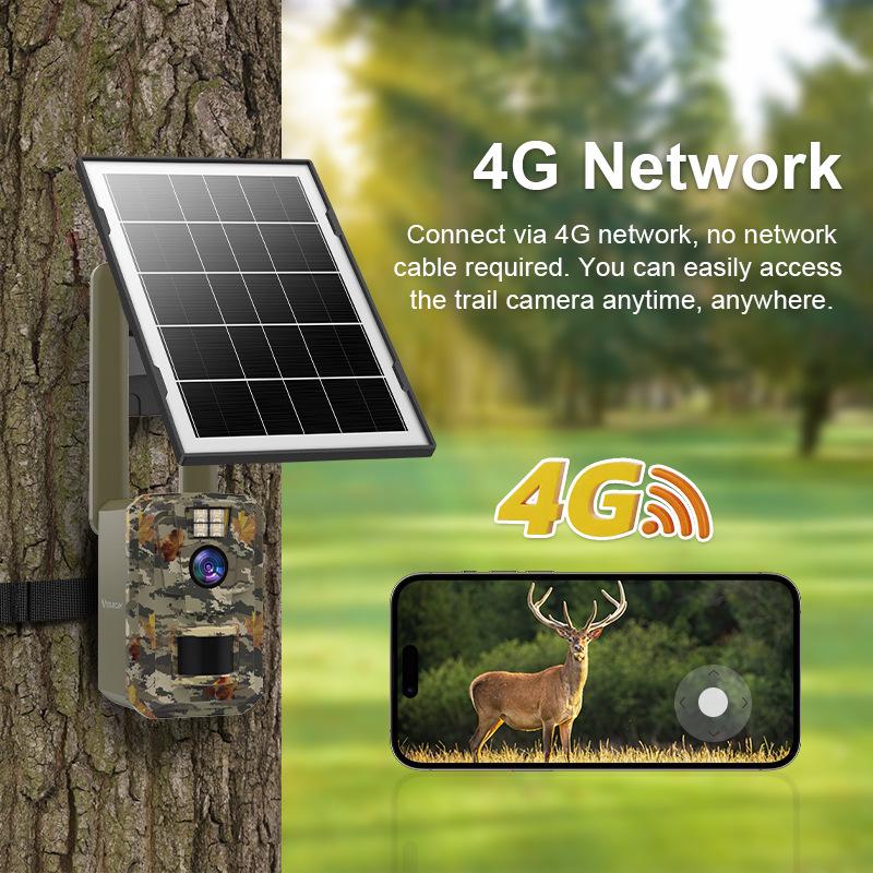 4G Солнечная HD-камера для ночной съемки на охоте с широкоугольным CMOS-сенсором и облачным хранилищем