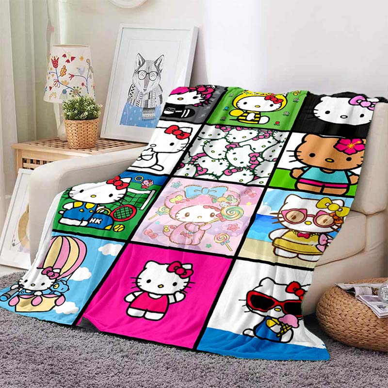 1P CHello Kitty plush blanket, made of flannel, suitable for living room, bedroom, bed, sofa, office and other places, can be us