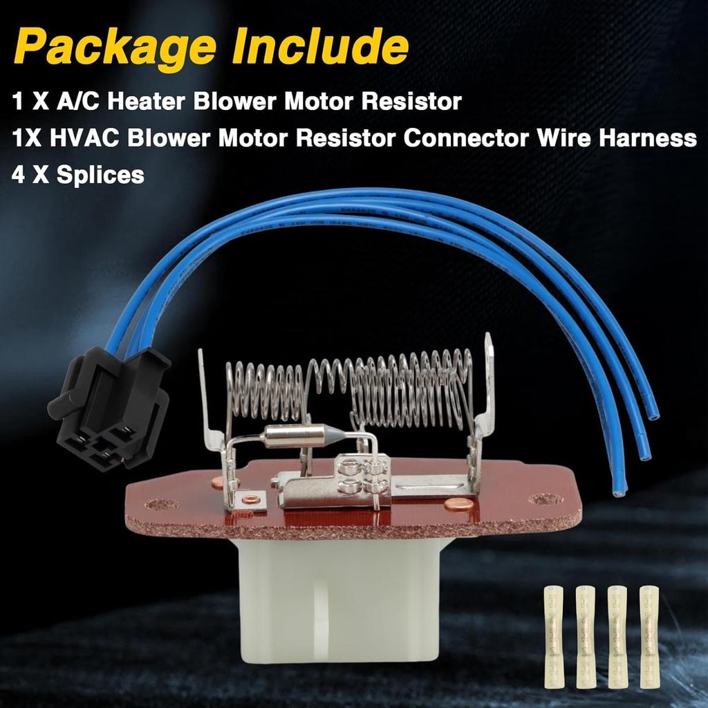 HVAC Blower Motor Resistor With Connector Wire Harness Compatible With Ford E-150 E-250 E-350 E-450 E-550 F-250 F-350 F-450 F-550 Econoline Replace
