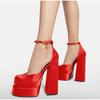 Women's Pumps High Heels Platform Sandals Sexy Dress Party Wedding Shoes Women Square Toe High Heel Crystal Female Sandal
