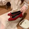 Grape Mother Studiolee Temperament Square Head Metal Buckle Bow Thick Heel Commuting Versatile Light Mouth Single Shoes Women's Spring