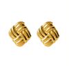Французская высокая мода персонализированные серьги-пусеты с покрытием из 18-каратного золота серьги из нержавеющей стали с квадратной текстурой серьги с темпераментом