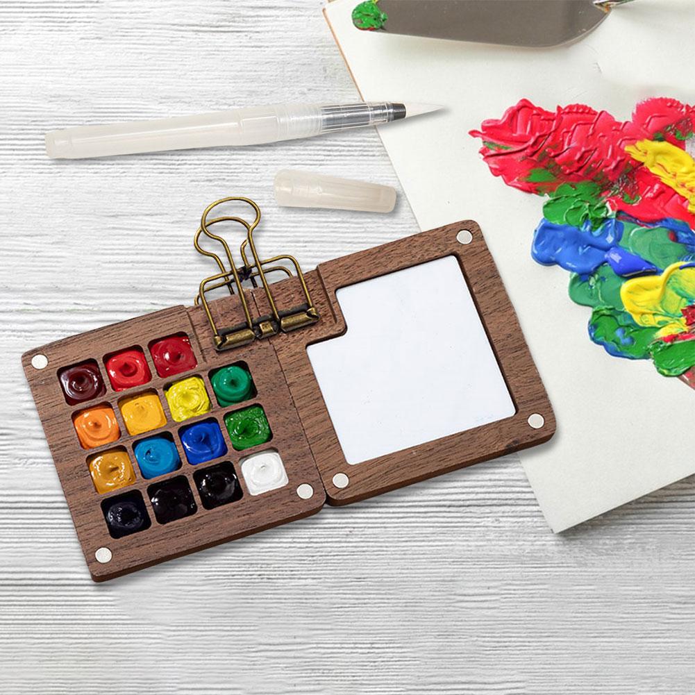 Палитра для рисования Travel Paint Palette Mini Watercolor Palette Set with Clip Портативный набор для акварели Деревянная сетка Paint Box Gift for Children