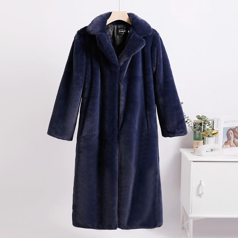 Однотонные плюшевые зимние пальто, женские длинные куртки из искусственного меха с лацканами, пушистая роскошная куртка из искусственного меха, женское пальто из искусственного натурального меха Тедди