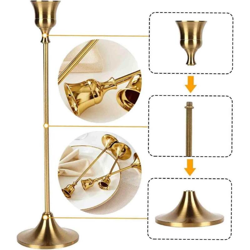 3Pcs Metal Candle Holder Simple Candlestick For Wedding Party Candlelight Dinner