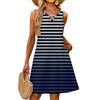 Женское модное повседневное летнее платье с полосатым принтом и карманом, пляжное праздничное платье-жилет