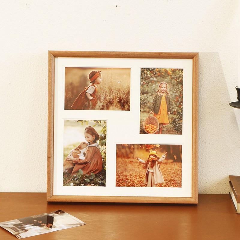 Wooden Multi-Photo Frame 9 Grid DIY Wall Hanging Or Desktop Display Couples Friends Memories Modern Minimalist Home Decor