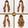 LISI HAIR Synthetic Wig Long Natural Wavy Brown Hair Wigs with Bangs for Women Cosplay Party Lolita Heat Resistant Fiber