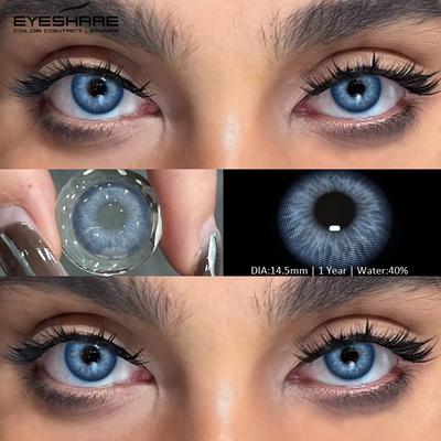 Удобные натуральные косметические контактные линзы Blue Iris 14,5 мм большие контактные линзы для глаз 1 пара годовые модные мягкие линзы