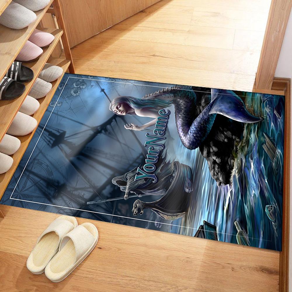 Gothic Illustrations Customized Name Area Rug Suitable for Outdoor Entryway Dining Room Living Rooms Anti-slip Rug Anime Office Decor