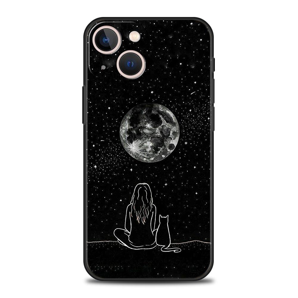 Кот Линия Черные Коты Чехол для Телефона Для iPhone 17 16 15 Pro Max 11 12 13 14 7 8 Plus SE 2020 X XR XS Чехол Мягкий Черный