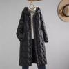 Thickened Medium and Long Down Jacket Women's Hooded Waist White Duck Down 2025 Winter New Fashionable Versatile Warm Jacket