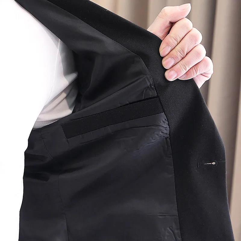Весенний деловой костюм с v-образным вырезом, мужской повседневный облегающий ветровка с цветными пуговицами, пальто, трендовая парка